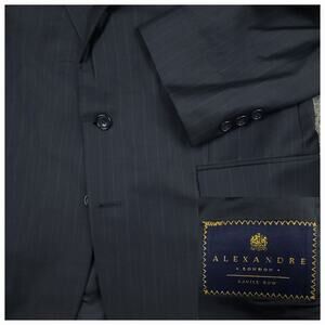 Alexandre London Slim Fit Wool Pinstripe Suit 44R/34R Navy